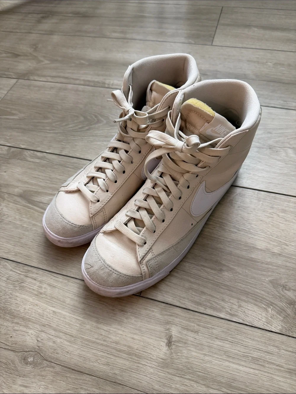 Nike Women’s ‘77 Blazers High-Top Sneakers in Beige and White